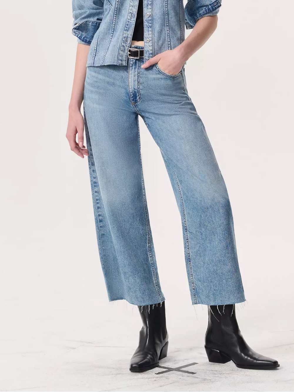 rag & bone The Andi High-Rise Ankle Wide-Leg Jeans - Beacon